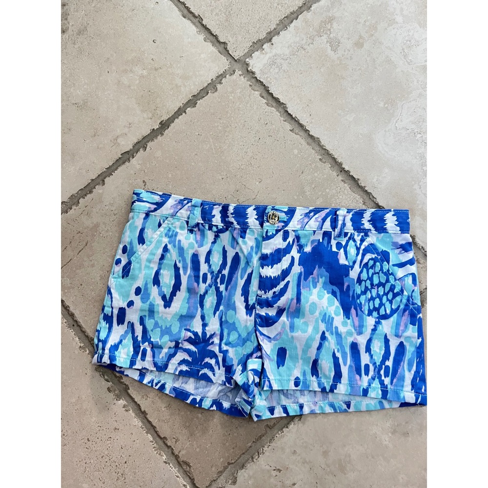 Lilly Pulitzer Girls 14 Callan Shorts Serene Blue Tropi Call Me Pineapple